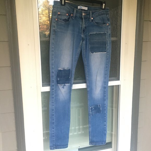 LEVI'S 524 Skinny Jeans w/ Patchwork! - Picture 2 of 5